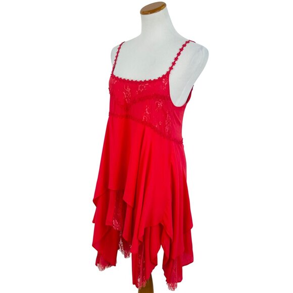 VERY RARE Free People Rose Layered Lace Trim Mini Slip Dress | Boho Balletcore S - Picture 13 of 16